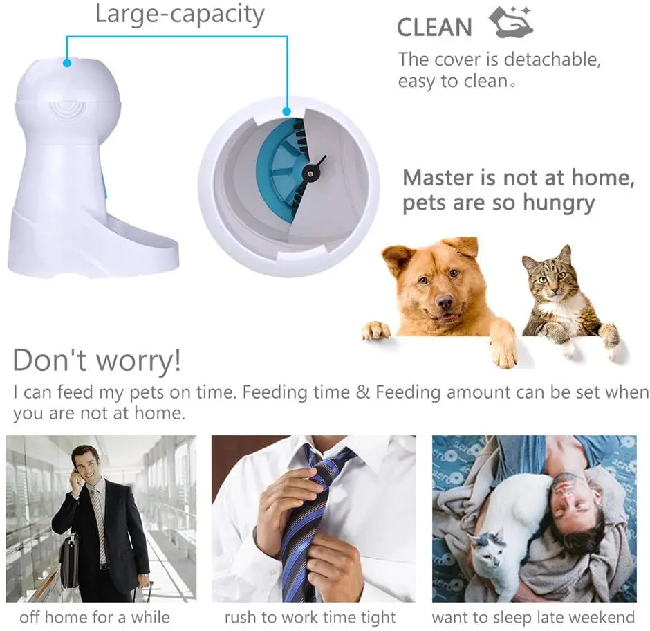 Pawsoul™ Smart Automatic Pet Feeder – 3L Capacity, Voice Recorder, Timed Meals for Cats & Small Dogs