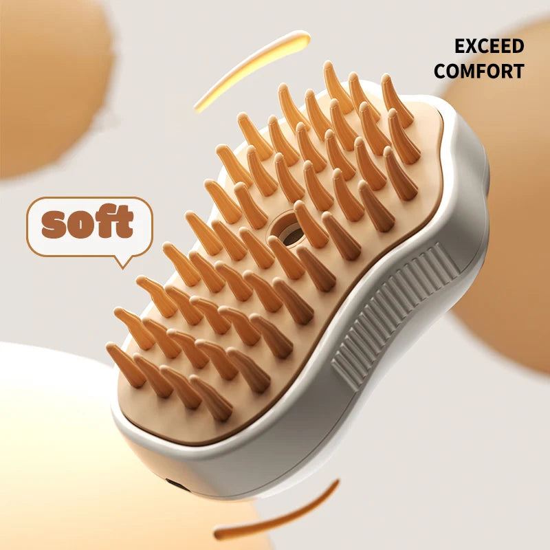 Pawsoul 3-in-1 Electric Pet Grooming Brush with Steam Spray – Hair Removal & Massage for Cats & Dogs
