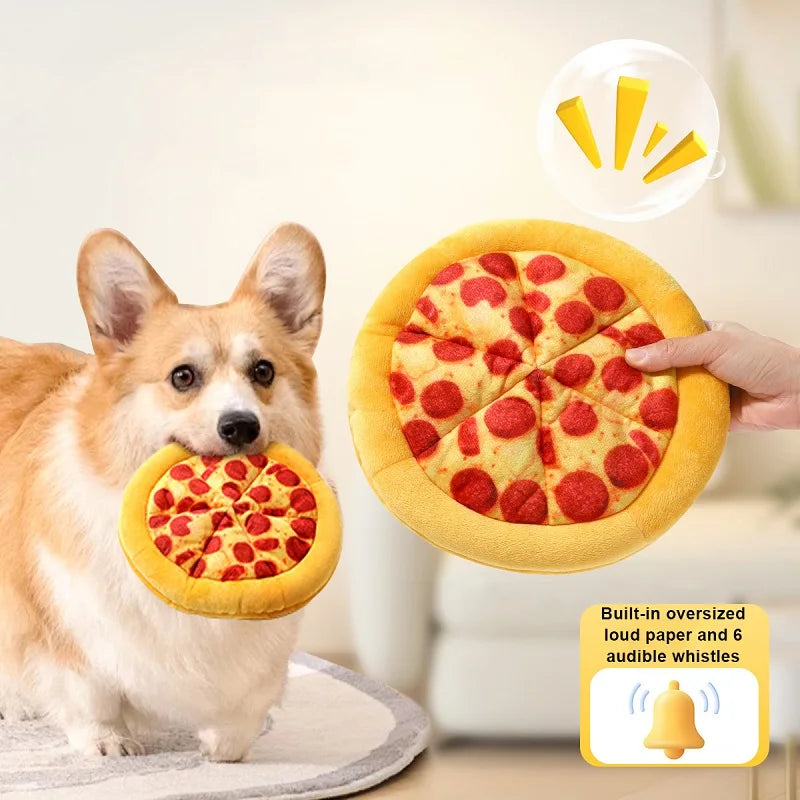 𧸠Pawsoul⢠Plush Dog Toy â Fun Pizza & Donut Chew Toy with Squeaker
