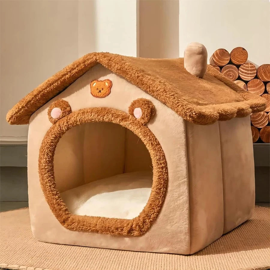 🏷️ Pawsoul™ CozyFold – Foldable Pet House & Washable Cat Cave Bed Perfect for Extra Small Dogs and Small to Medium Cats