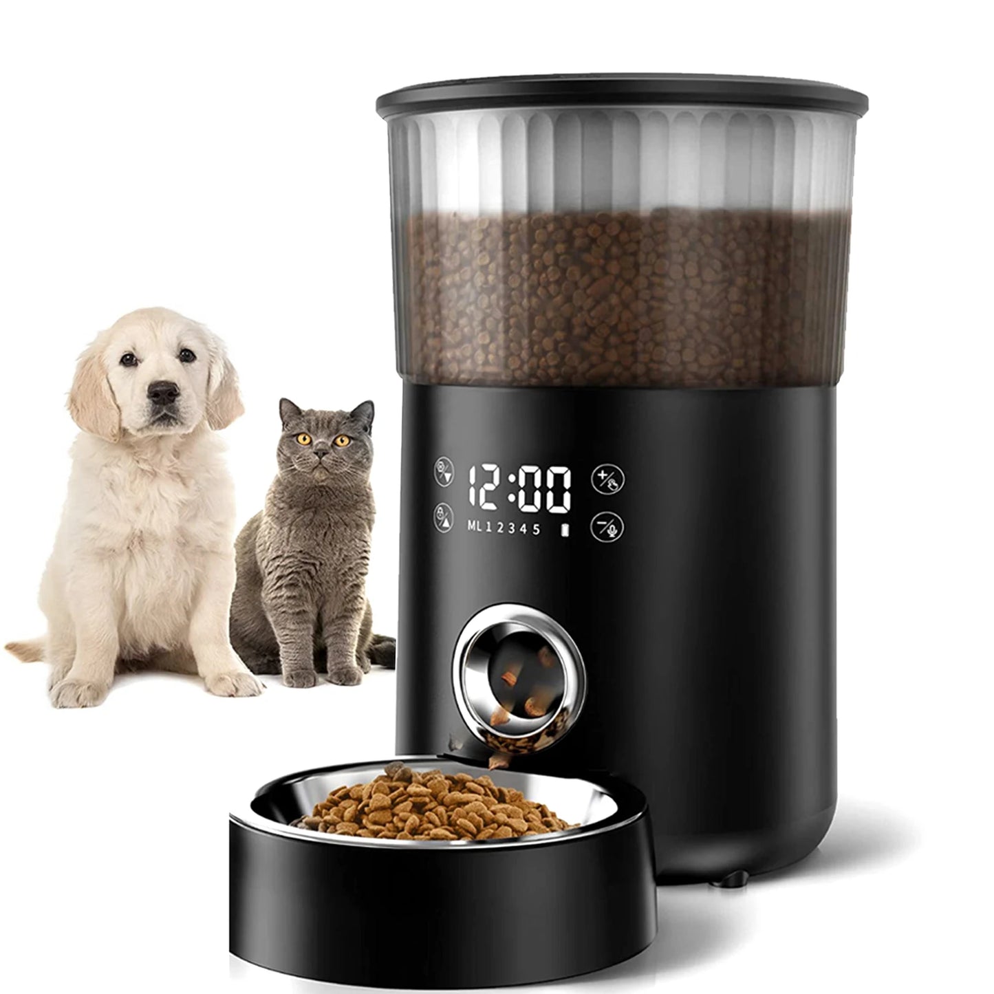 Pawsoul™ Smart Automatic Pet Feeder – 3L Capacity, Voice Recorder, Timed Meals for Cats & Small Dogs