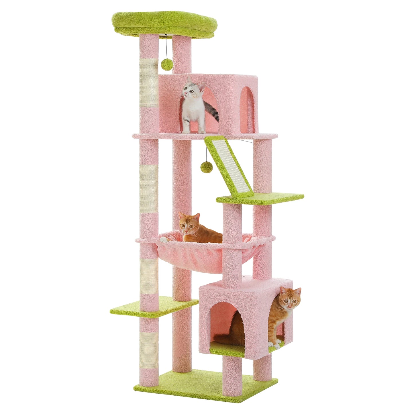 🐾 Pawsoul 180cm Large Cat Tree Tower – Multi-Level Cat Furniture with Hammock, Condos & Sisal Scratching Posts