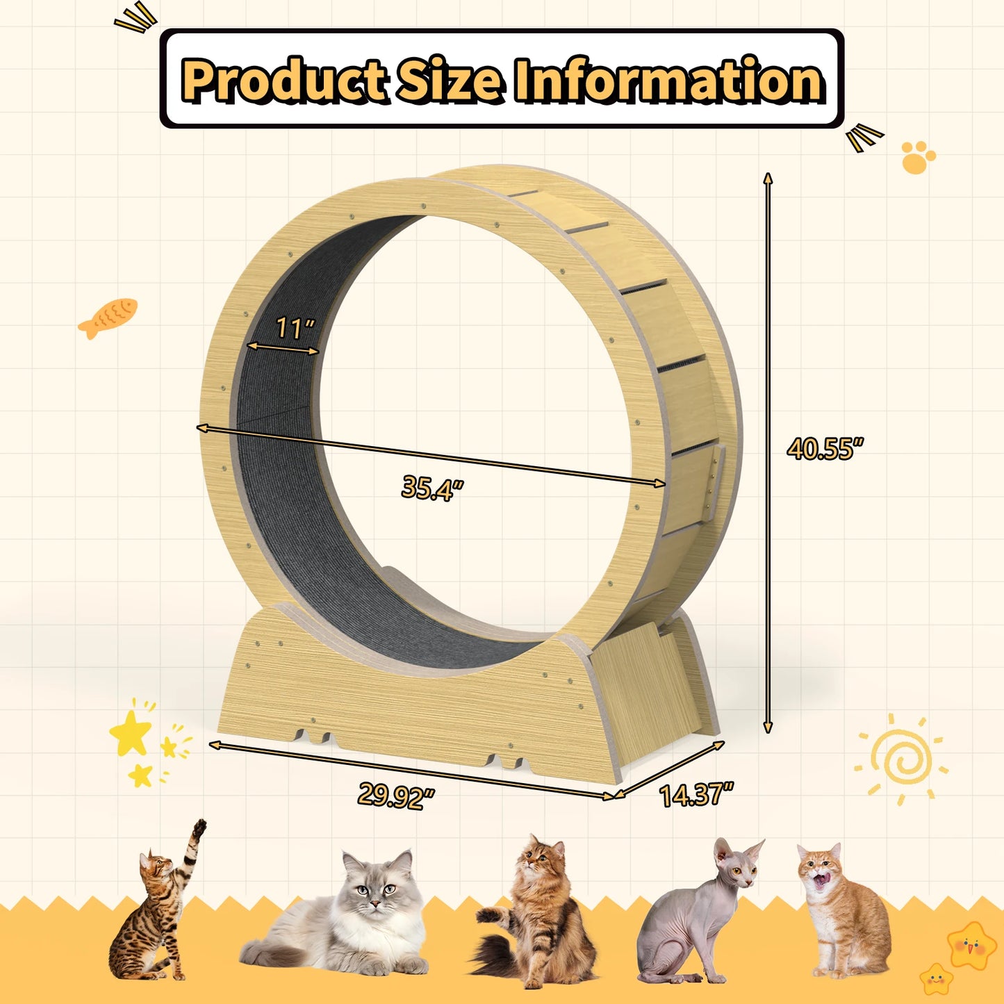 Pawsoul 35" Silent Cat Exercise Wheel – Safe Indoor Treadmill for Active Cats