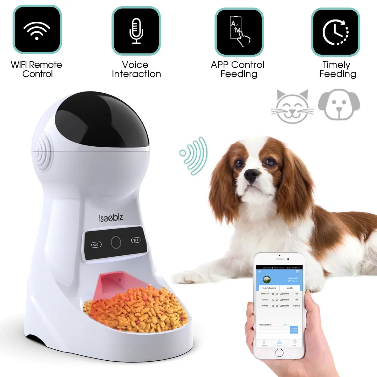 Pawsoul™ Smart Automatic Pet Feeder – 3L Capacity, Voice Recorder, Timed Meals for Cats & Small Dogs