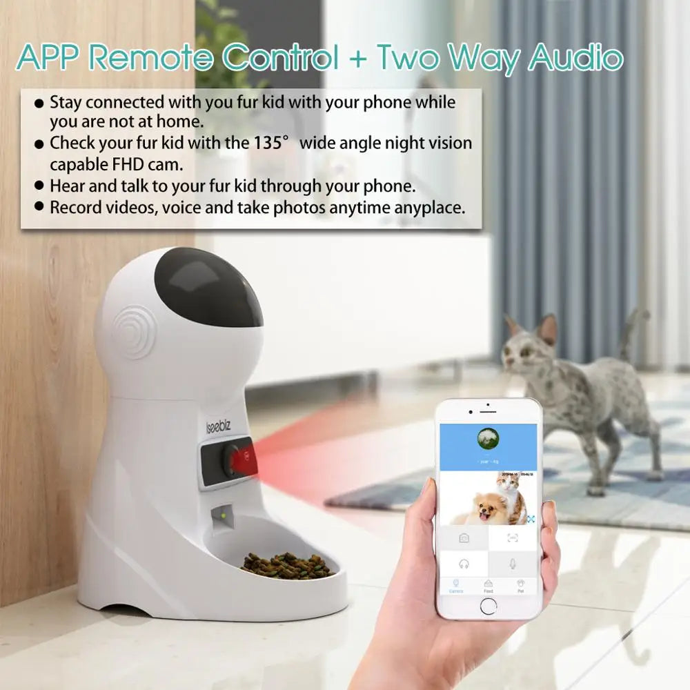 Pawsoul™ Smart Automatic Pet Feeder – 3L Capacity, Voice Recorder, Timed Meals for Cats & Small Dogs