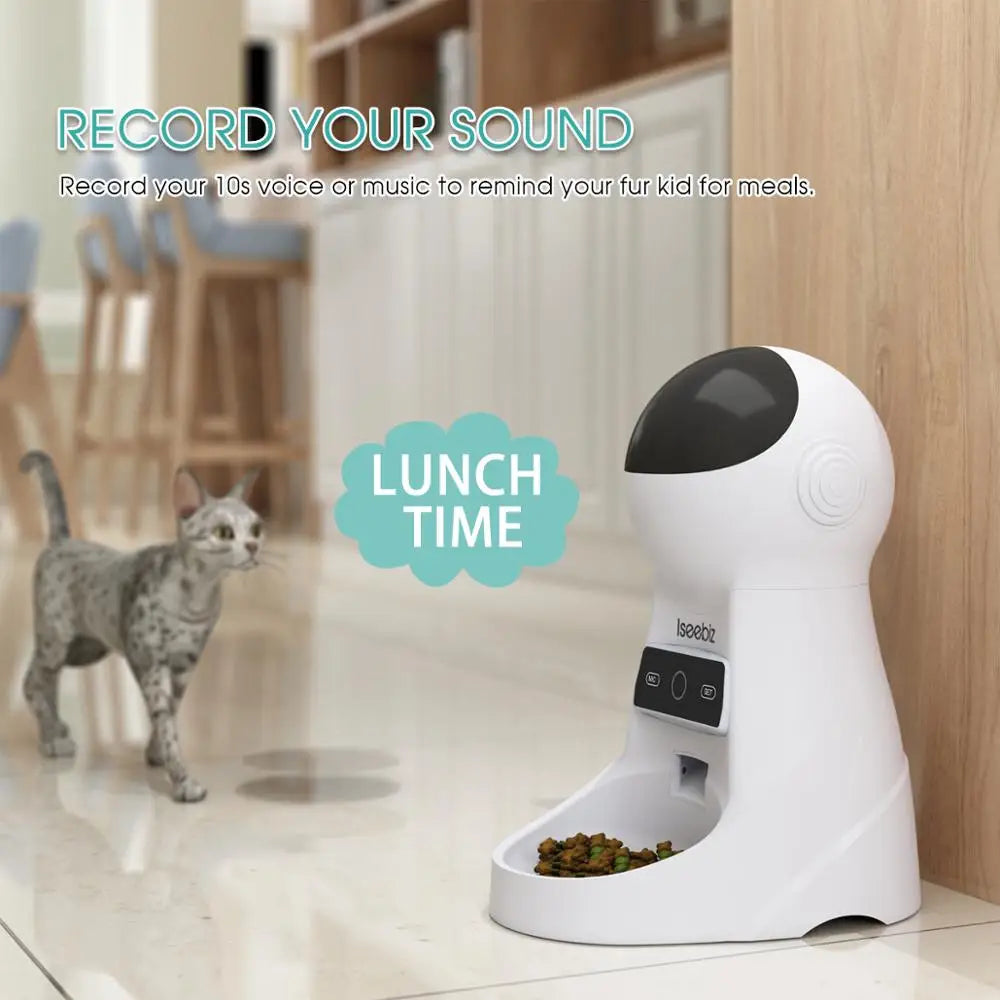 Pawsoul™ Smart Automatic Pet Feeder – 3L Capacity, Voice Recorder, Timed Meals for Cats & Small Dogs