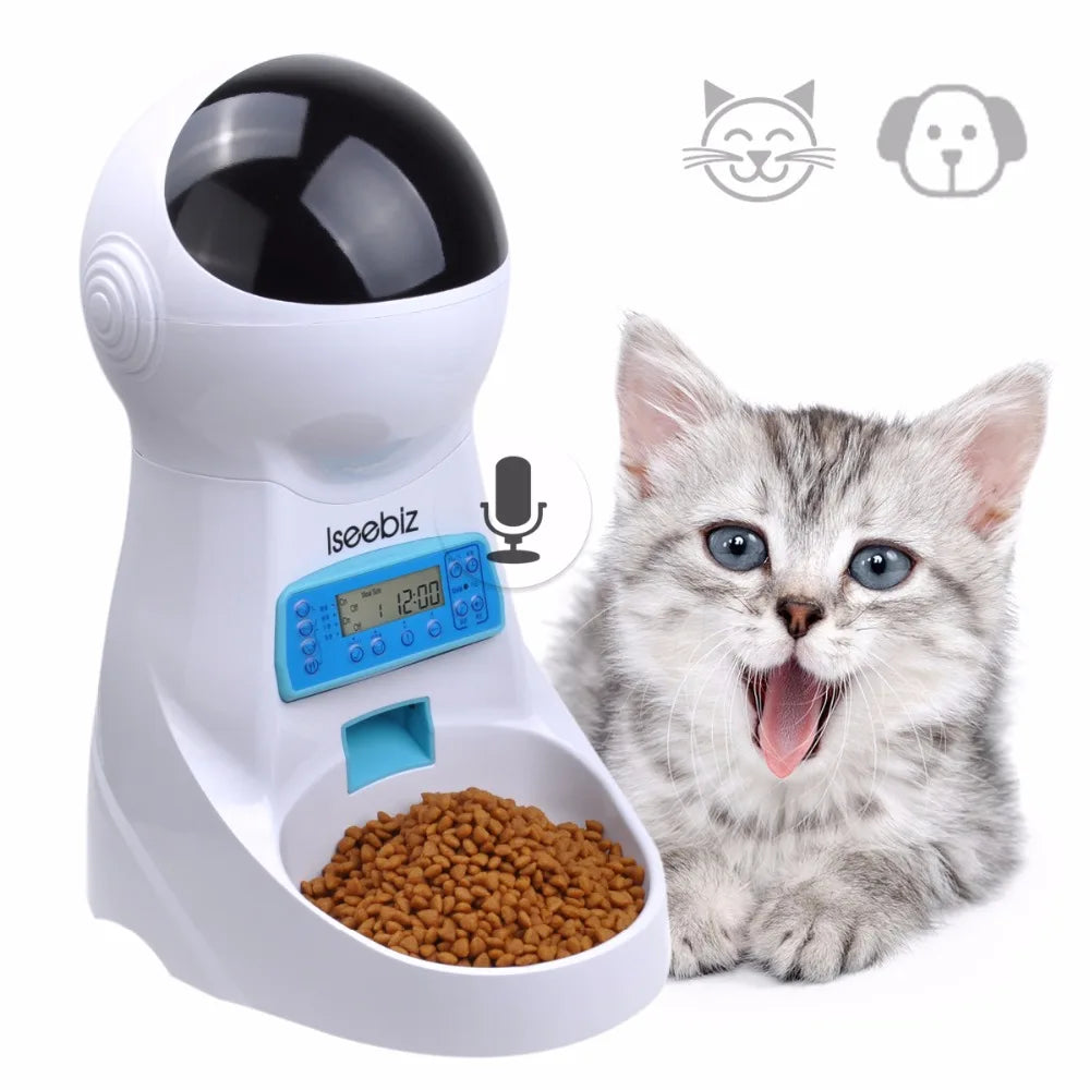 Pawsoul™ Smart Automatic Pet Feeder – 3L Capacity, Voice Recorder, Timed Meals for Cats & Small Dogs