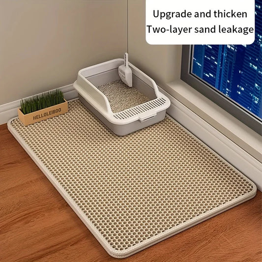 Pawsoul Large Cat Litter Mat – Double-Layer Honeycomb Design | Waterproof & Easy to Clean