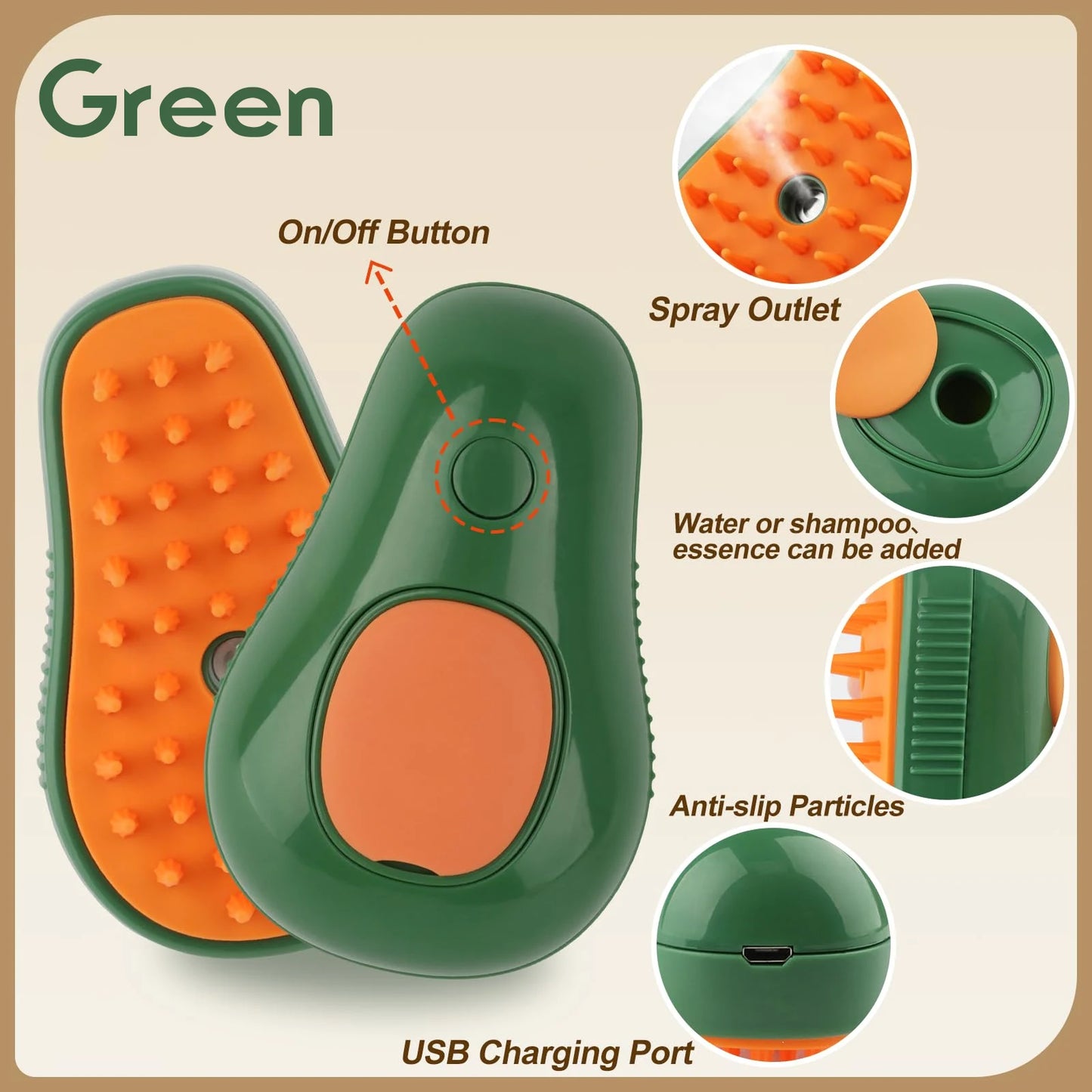Pawsoul 3-in-1 Electric Pet Grooming Brush with Steam Spray – Hair Removal & Massage for Cats & Dogs