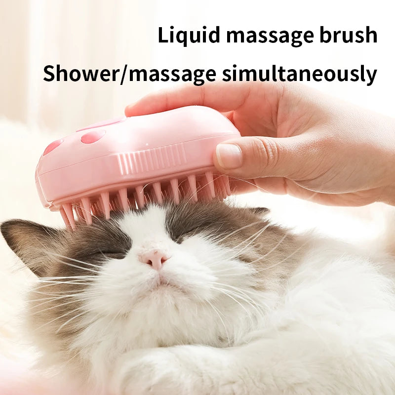Pawsoul 3-in-1 Electric Pet Grooming Brush with Steam Spray – Hair Removal & Massage for Cats & Dogs