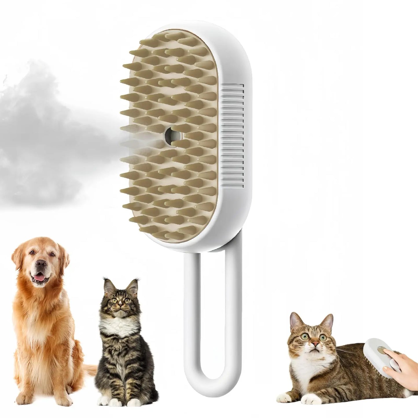 Pawsoul 3-in-1 Electric Pet Grooming Brush with Steam Spray – Hair Removal & Massage for Cats & Dogs