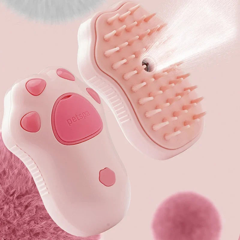 Pawsoul 3-in-1 Electric Pet Grooming Brush with Steam Spray – Hair Removal & Massage for Cats & Dogs