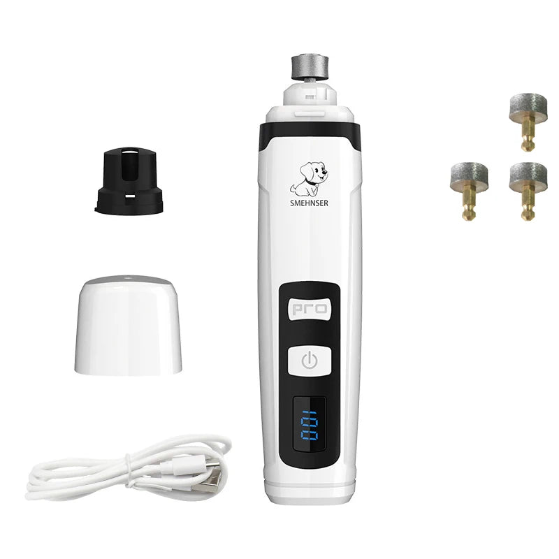 Pawsoul™ USB Rechargeable Electric Pet Nail Grinder – Quiet & Safe Grooming Tool for Dogs & Cats