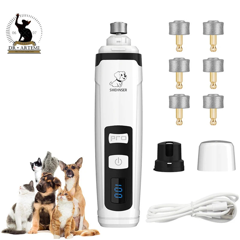 Pawsoul™ USB Rechargeable Electric Pet Nail Grinder – Quiet & Safe Grooming Tool for Dogs & Cats