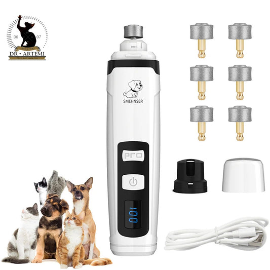 Pawsoul™ USB Rechargeable Electric Pet Nail Grinder – Quiet & Safe Grooming Tool for Dogs & Cats
