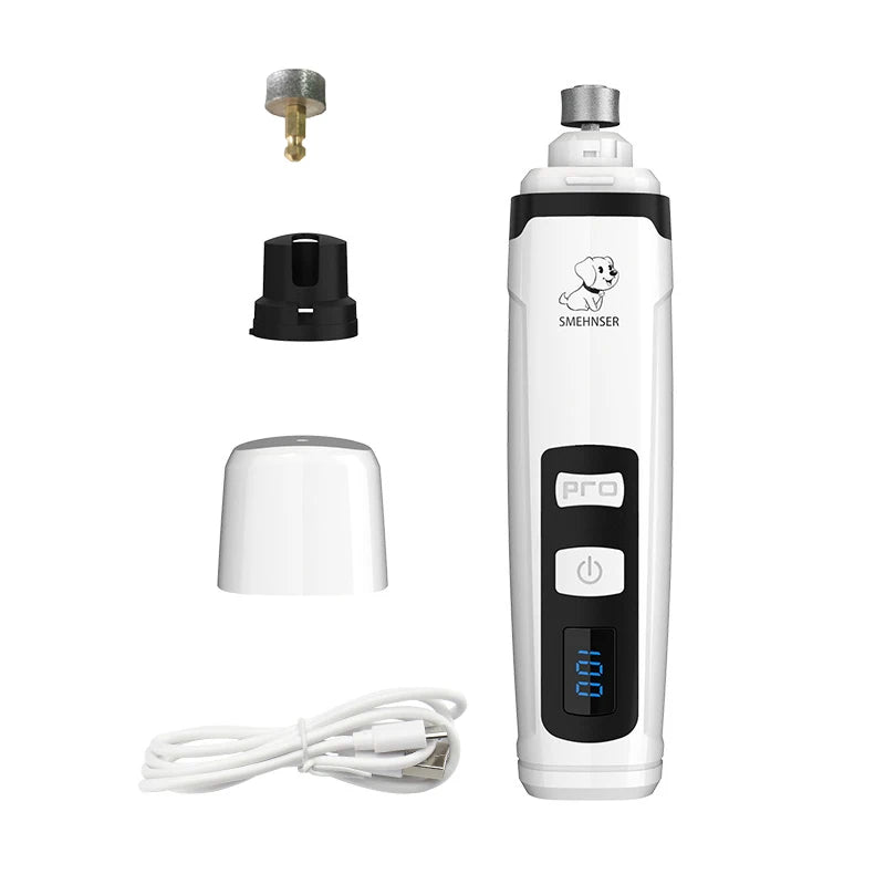 Pawsoul™ USB Rechargeable Electric Pet Nail Grinder – Quiet & Safe Grooming Tool for Dogs & Cats