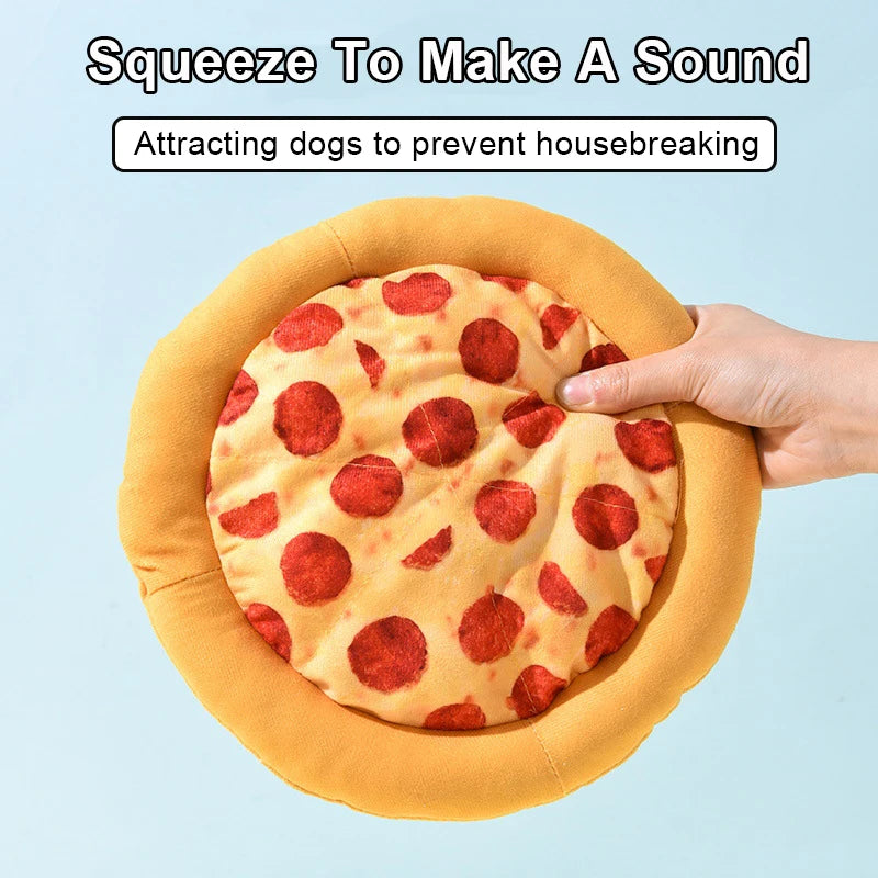 🧸 Pawsoul™ Plush Dog Toy – Fun Pizza & Donut Chew Toy with Squeaker