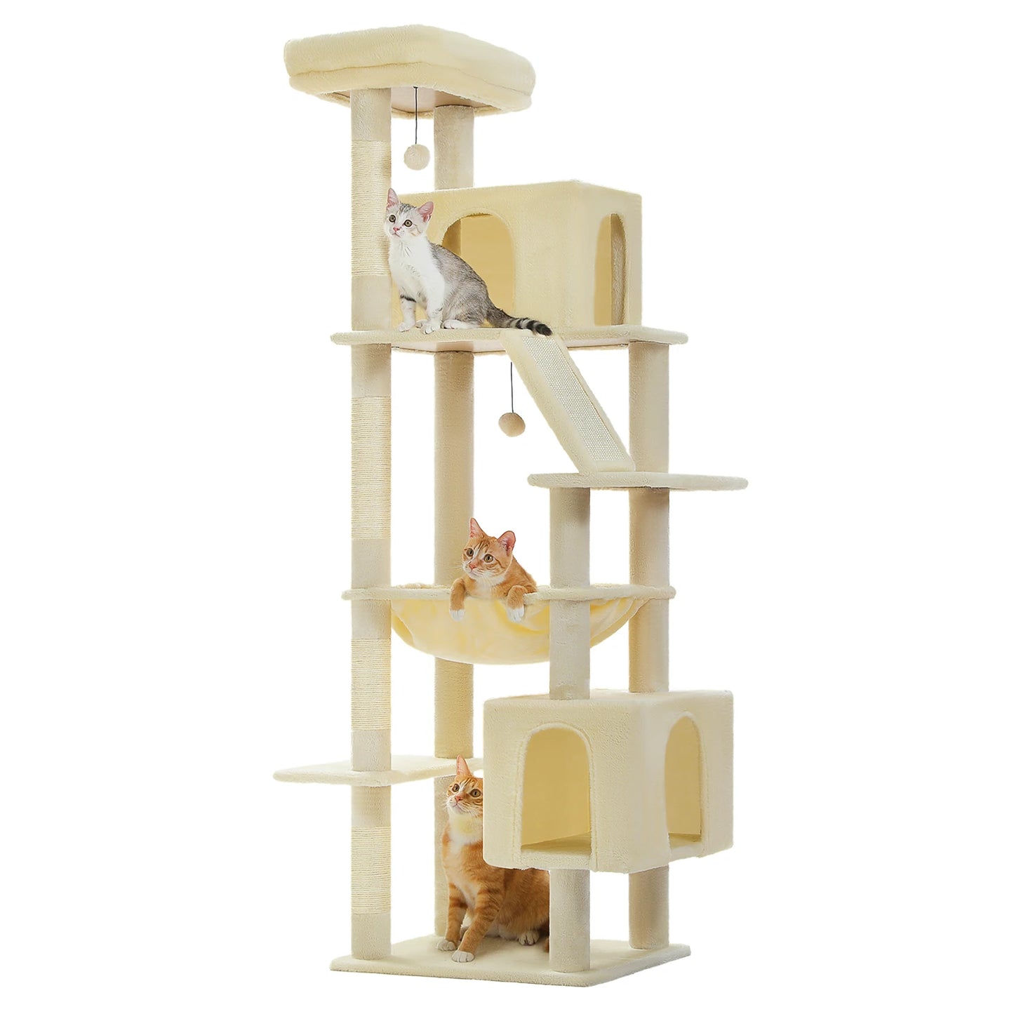 🐾 Pawsoul 180cm Large Cat Tree Tower – Multi-Level Cat Furniture with Hammock, Condos & Sisal Scratching Posts