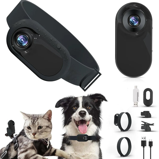 Pawsoul Cat Collar Camera with 0.96 Inch LCD Screen 170 Degree Wide Angle Pet Sport Action Camera for Video Records Indoor Outdoor