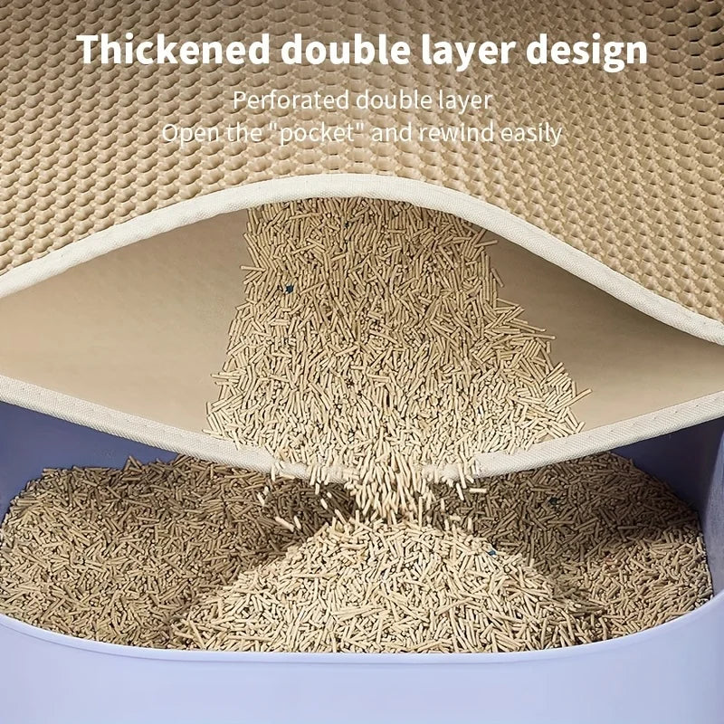 Pawsoul Large Cat Litter Mat – Double-Layer Honeycomb Design | Waterproof & Easy to Clean
