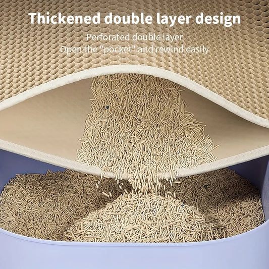 Pawsoul Large Cat Litter Mat – Double-Layer Honeycomb Design | Waterproof & Easy to Clean
