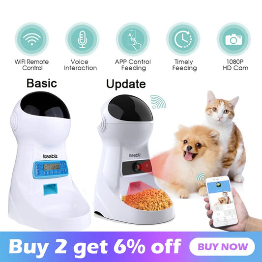 Pawsoul™ Smart Automatic Pet Feeder – 3L Capacity, Voice Recorder, Timed Meals for Cats & Small Dogs