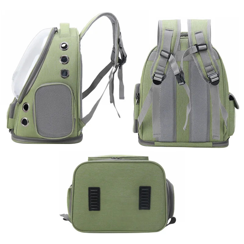 🐾  Pawsoul Waterproof Cat Carrier Backpack – Breathable & Foldable Travel Bag for All Breeds (42x27x34cm)