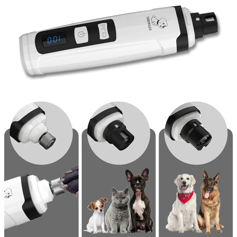 Pawsoul™ USB Rechargeable Electric Pet Nail Grinder – Quiet & Safe Grooming Tool for Dogs & Cats