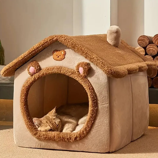 🏷️ Pawsoul™ CozyFold – Foldable Pet House & Washable Cat Cave Bed Perfect for Extra Small Dogs and Small to Medium Cats