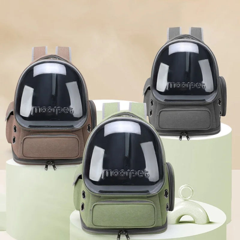 🐾  Pawsoul Waterproof Cat Carrier Backpack – Breathable & Foldable Travel Bag for All Breeds (42x27x34cm)