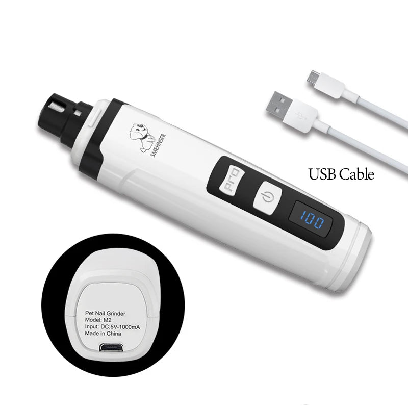 Pawsoul™ USB Rechargeable Electric Pet Nail Grinder – Quiet & Safe Grooming Tool for Dogs & Cats