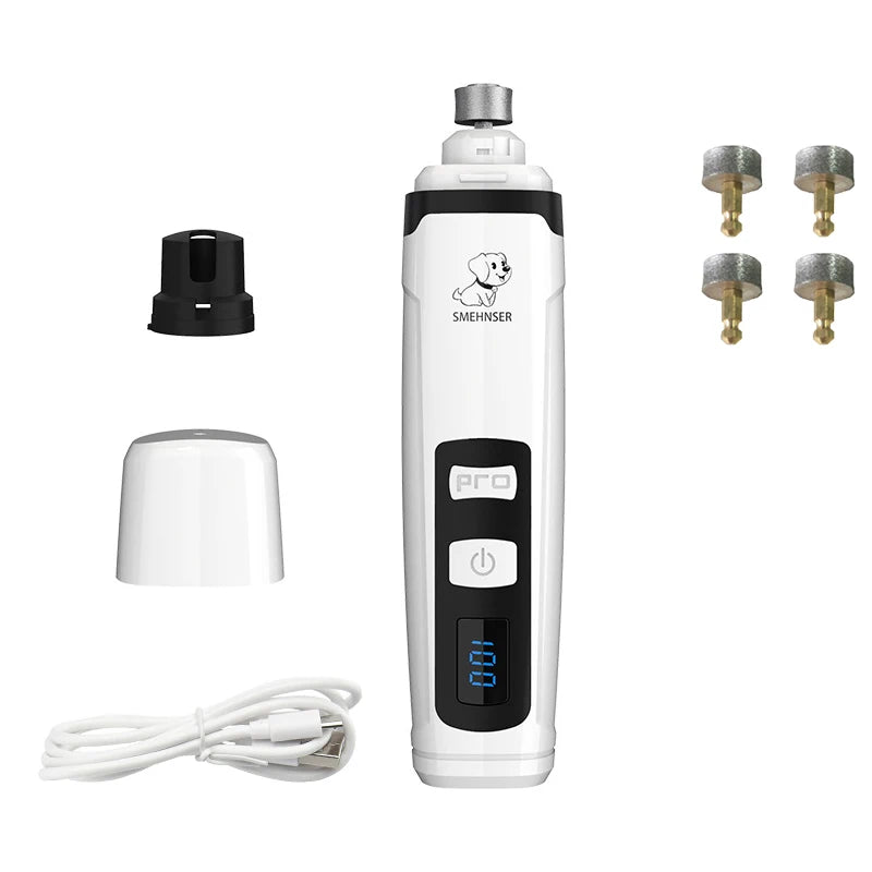Pawsoul™ USB Rechargeable Electric Pet Nail Grinder – Quiet & Safe Grooming Tool for Dogs & Cats
