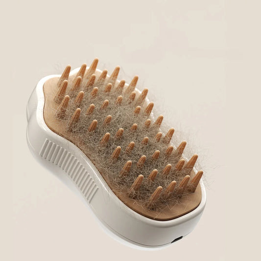 Pawsoul 3-in-1 Electric Pet Grooming Brush with Steam Spray – Hair Removal & Massage for Cats & Dogs
