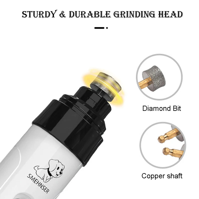 Pawsoul™ USB Rechargeable Electric Pet Nail Grinder – Quiet & Safe Grooming Tool for Dogs & Cats
