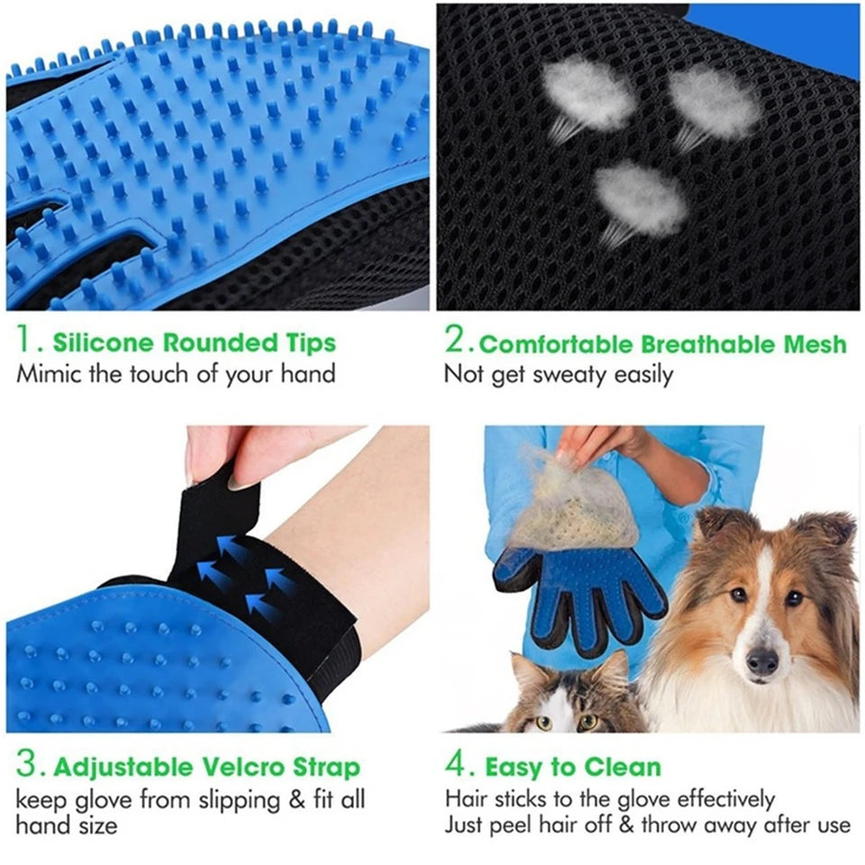 🧤 Pawsoul™ DualPet Grooming Glove – Deshedding & Massage Glove for Dogs & Cats