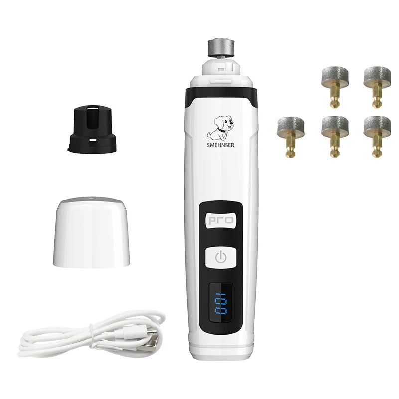 Pawsoul™ USB Rechargeable Electric Pet Nail Grinder – Quiet & Safe Grooming Tool for Dogs & Cats