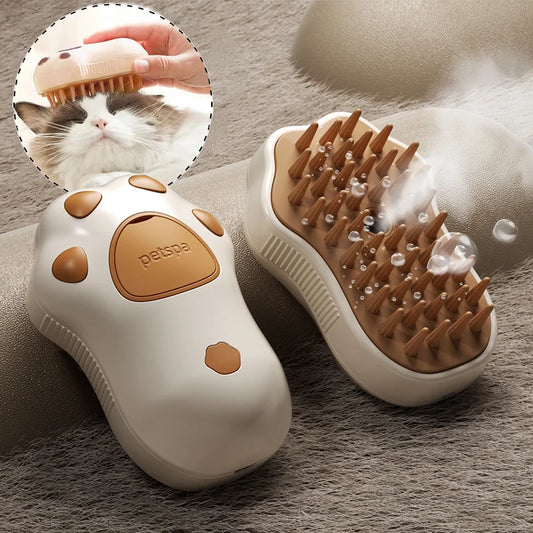 Pawsoul 3-in-1 Electric Pet Grooming Brush with Steam Spray – Hair Removal & Massage for Cats & Dogs