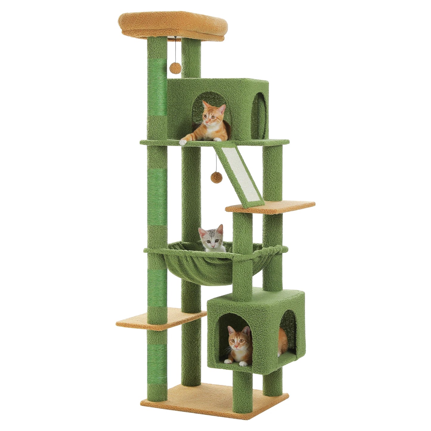 🐾 Pawsoul 180cm Large Cat Tree Tower – Multi-Level Cat Furniture with Hammock, Condos & Sisal Scratching Posts